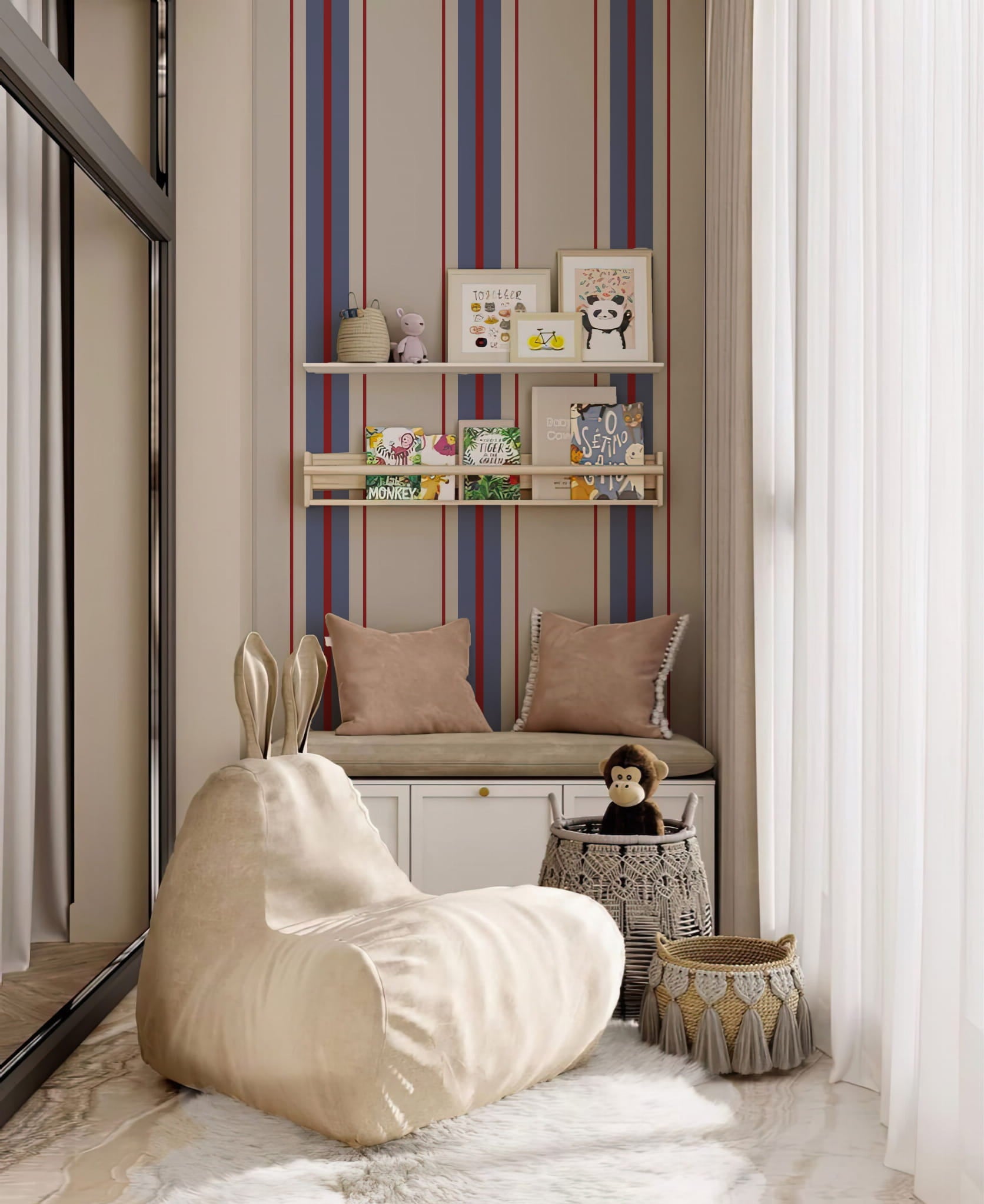 Tapeta paski blue and red