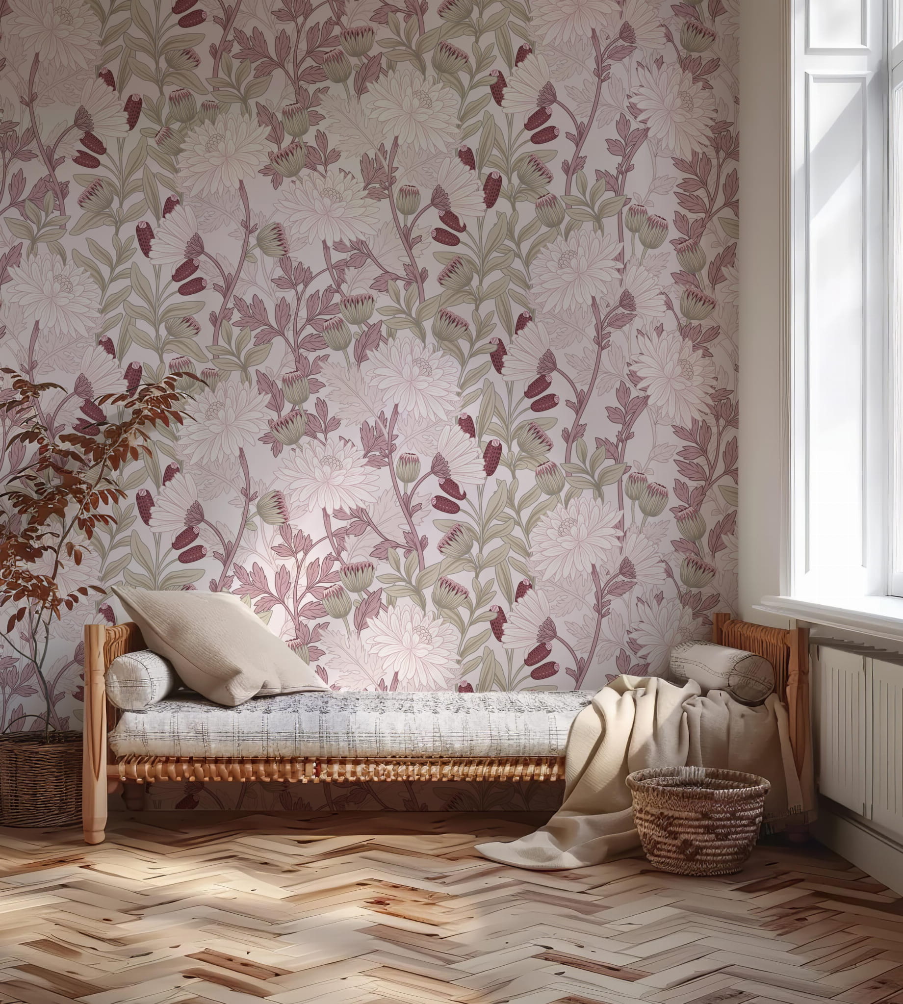 Tapeta dziecięca w kwiaty William Morris róż