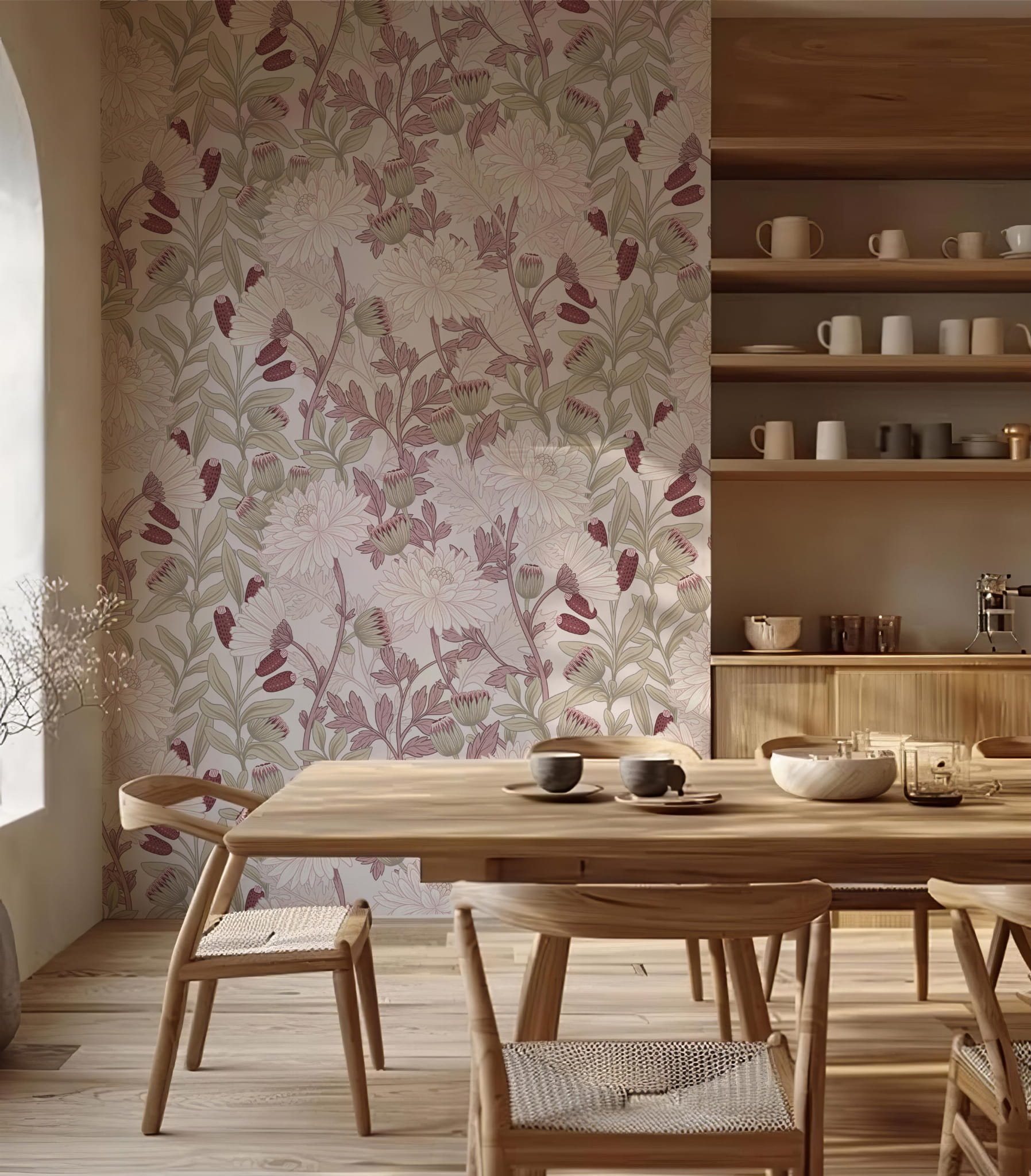 Tapeta dziecięca w kwiaty William Morris róż