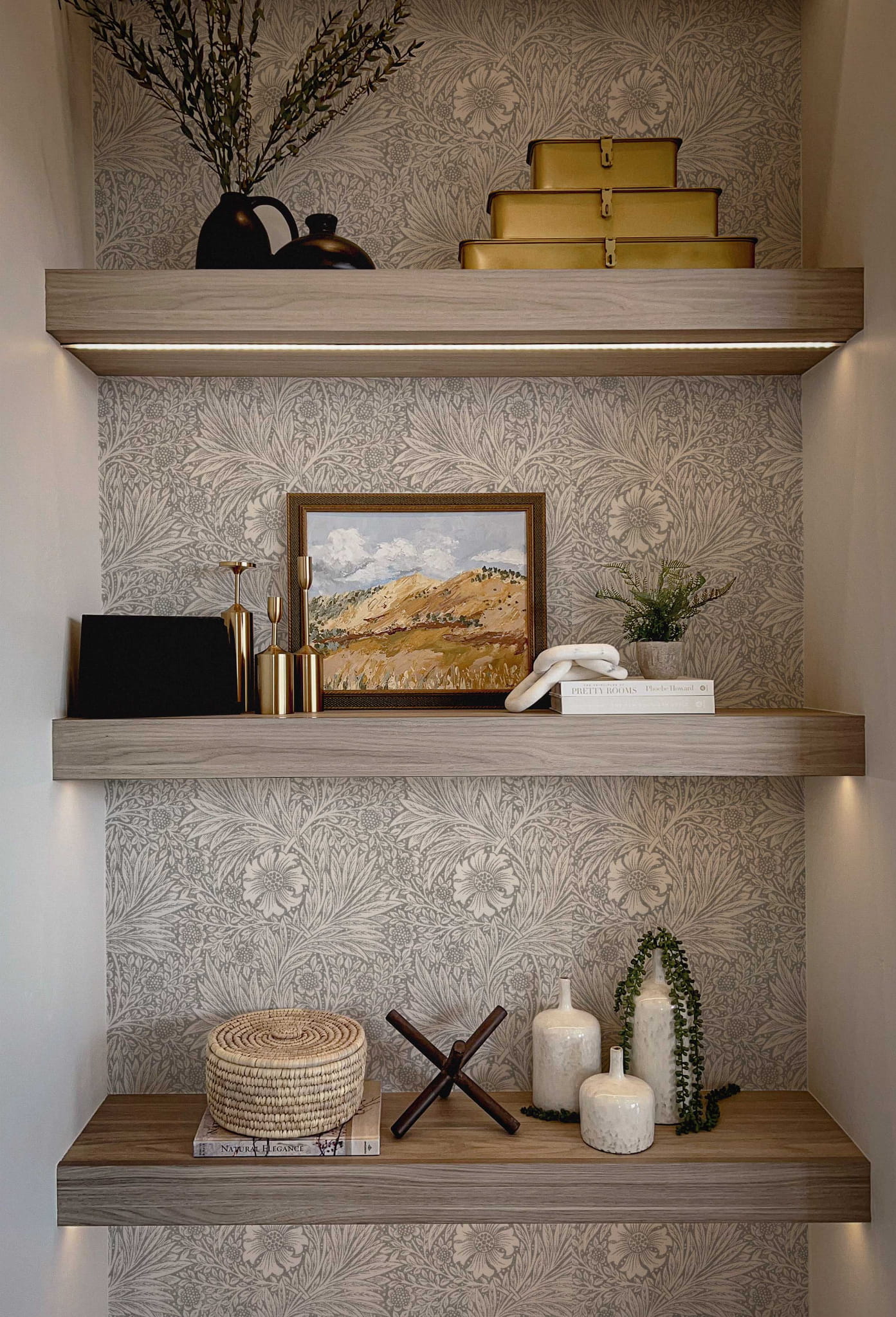 Tapeta kwiaty William Morris szarość