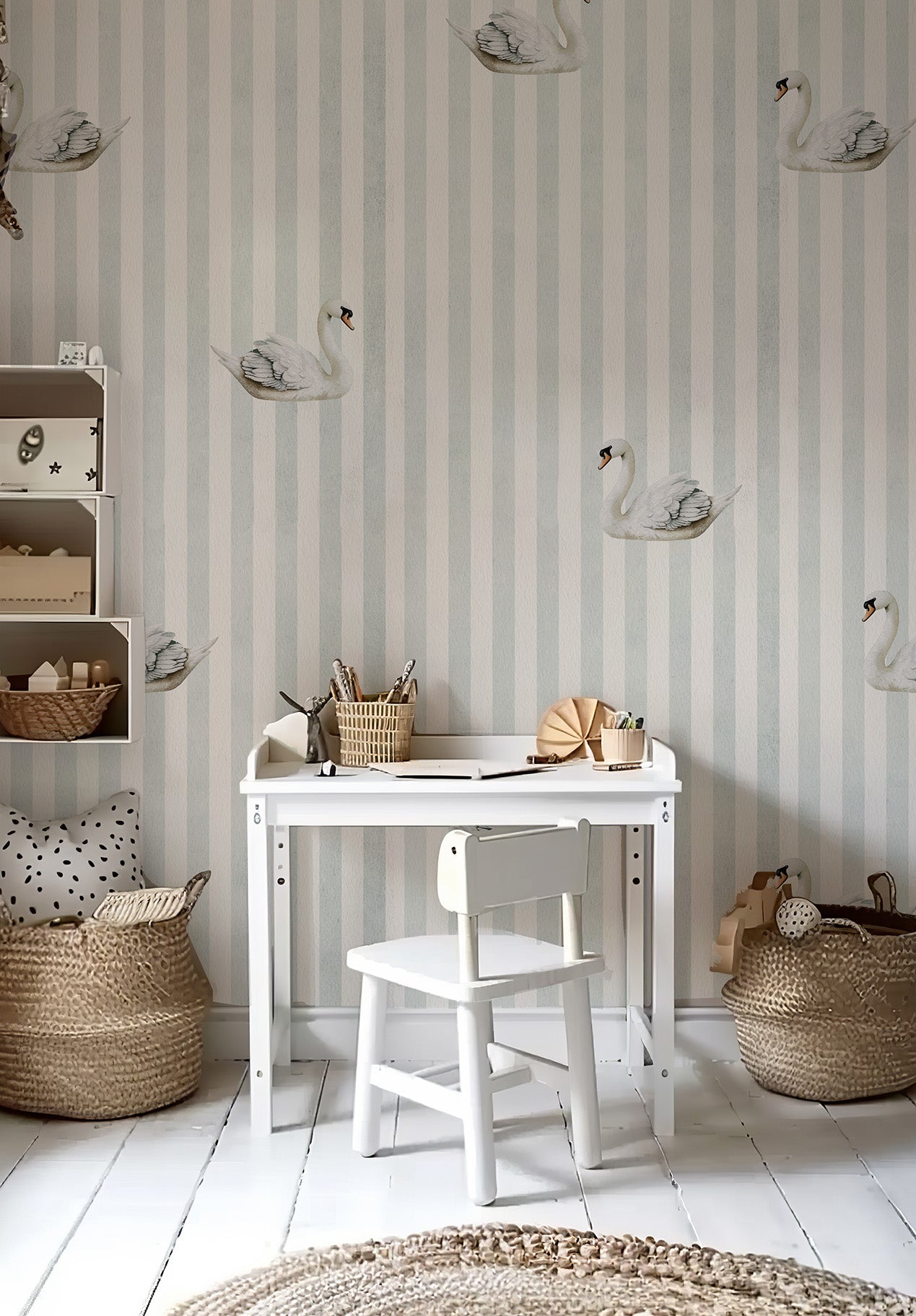 Tapeta łabędzie na paskach