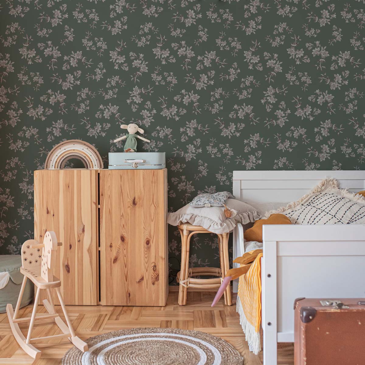 Tapeta kwiaty Vintage Royal Green