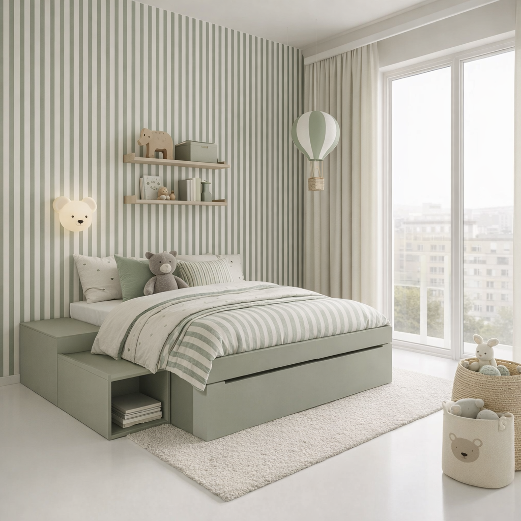 Tapeta drobne zielone paski