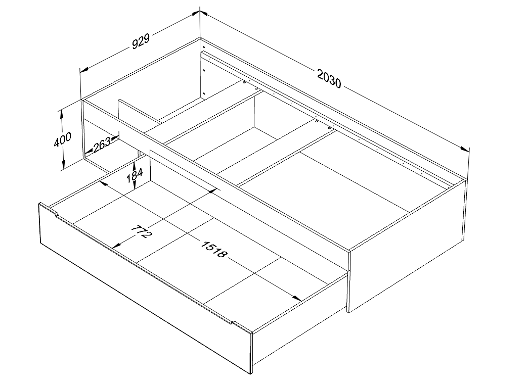 Łóżko dziecięce 90x200 cm z szufladą i regałem Tweens