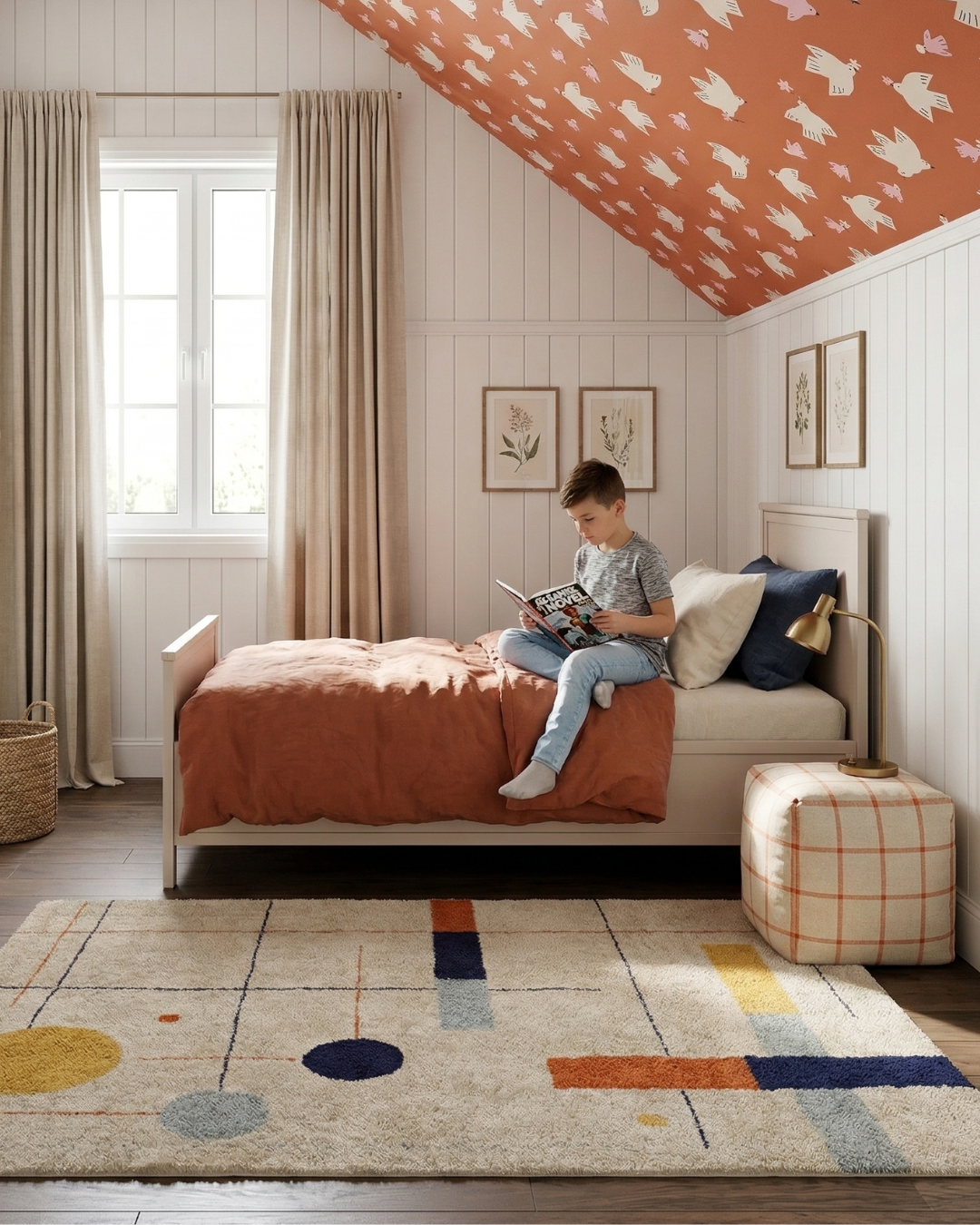 aranżacja pokoju chłopca z łóżkiem w kolorze kaszmiru