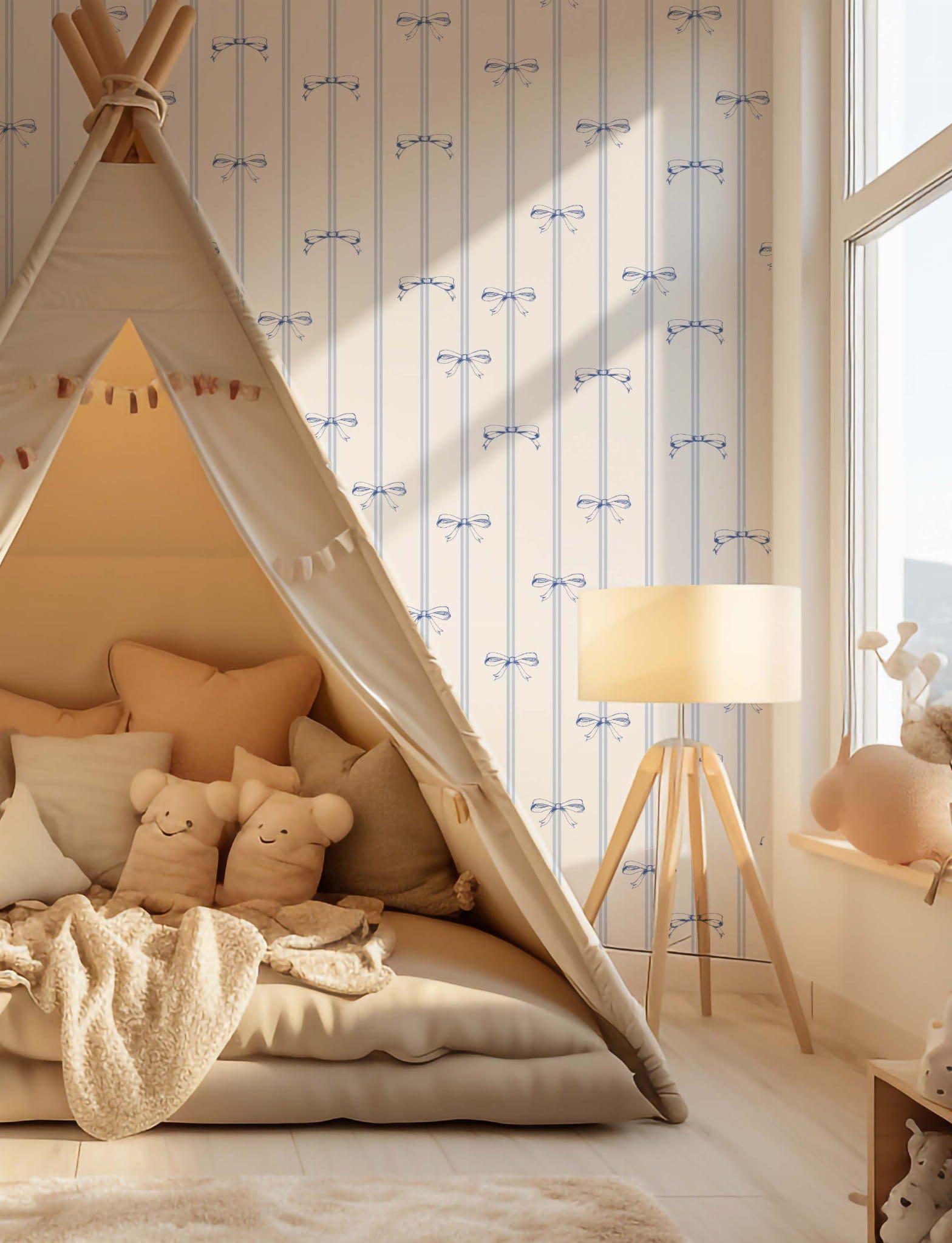 Tapeta niebieskie kokardy