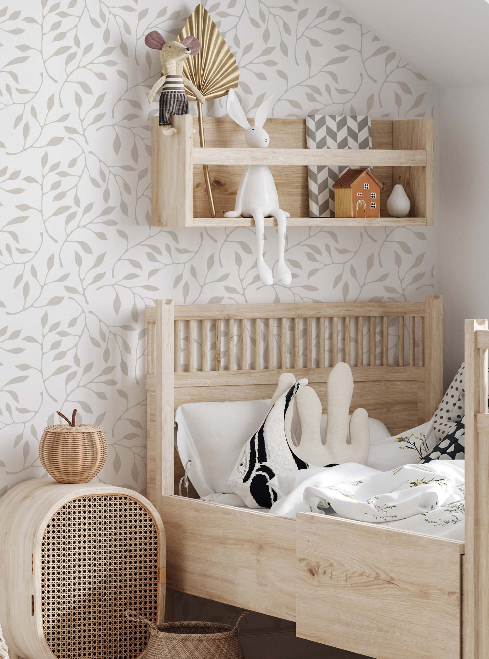 Tapeta listeczki beż