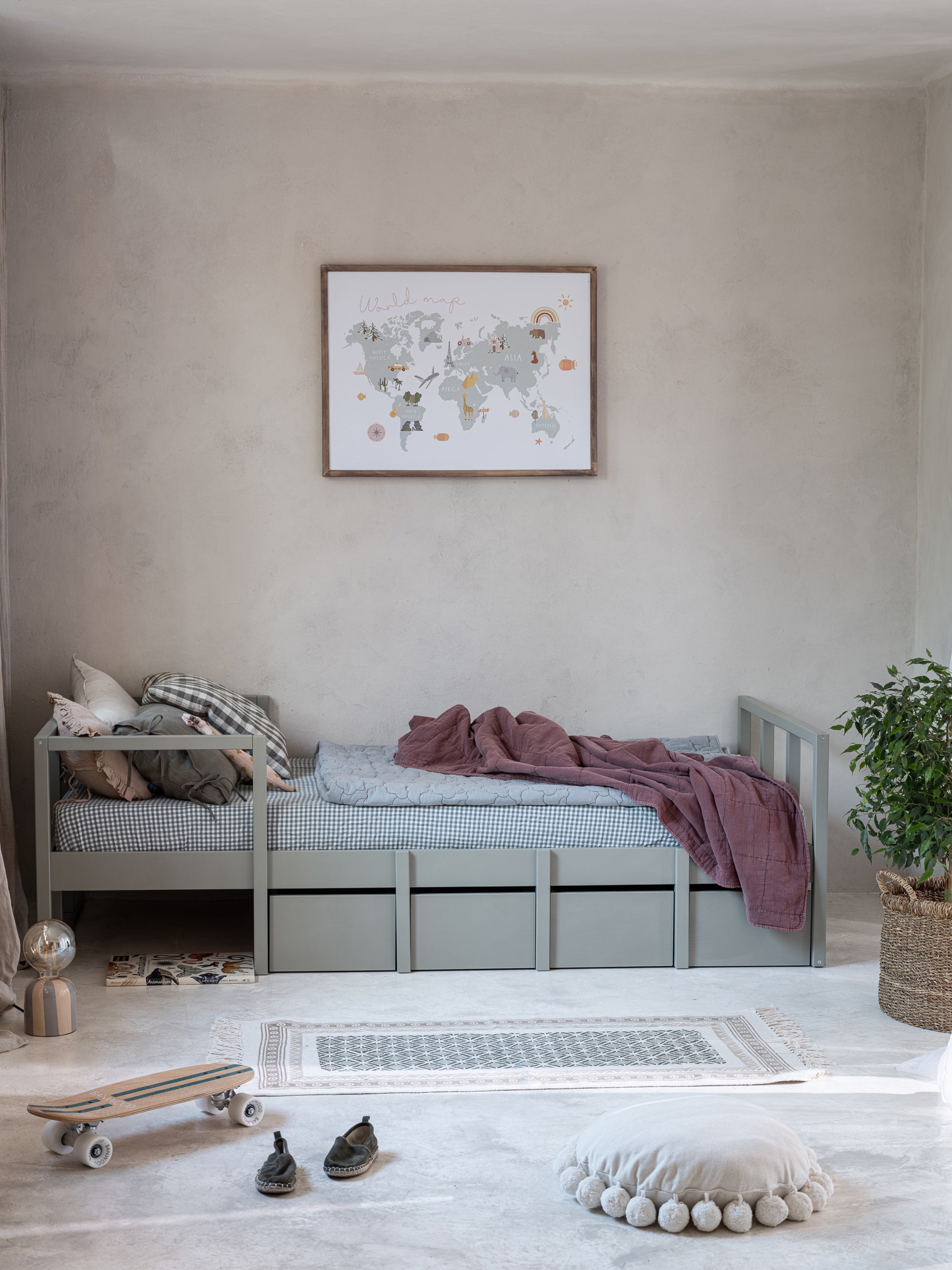 Drewniane łóżko dziecięce zielone/różowe 90x200 cm Tweens