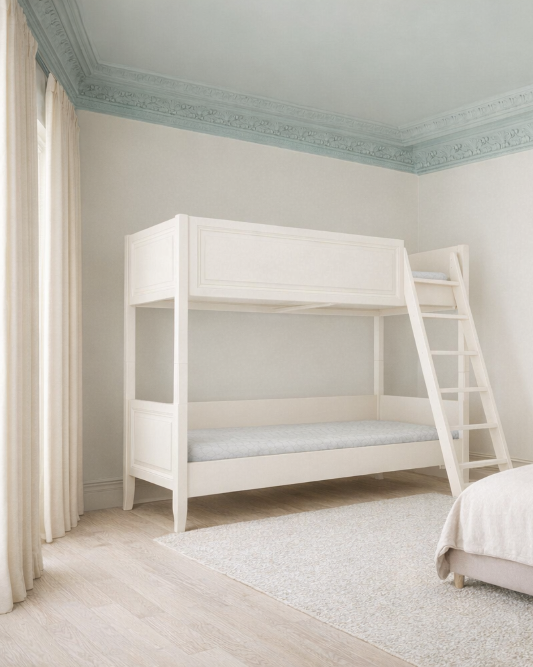 Drewniane łóżko piętrowe z drabinką Alex