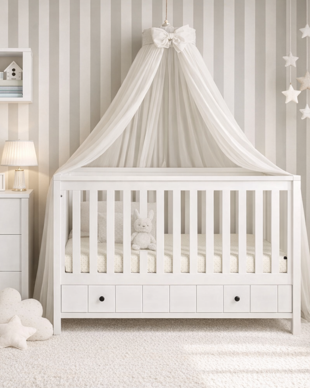 Łóżeczko niemowlęce z szufladą i funkcją tapczanika 140x70 cm Allpin