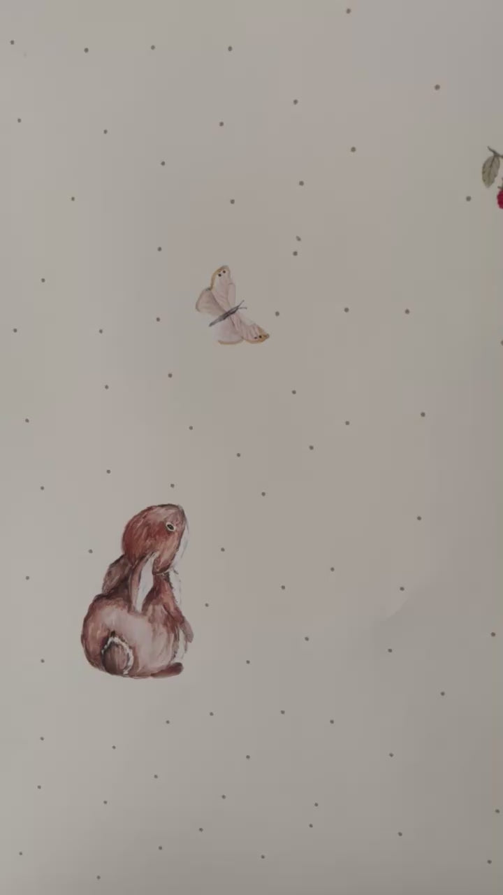 Tapeta króliczki i malinki w kropki