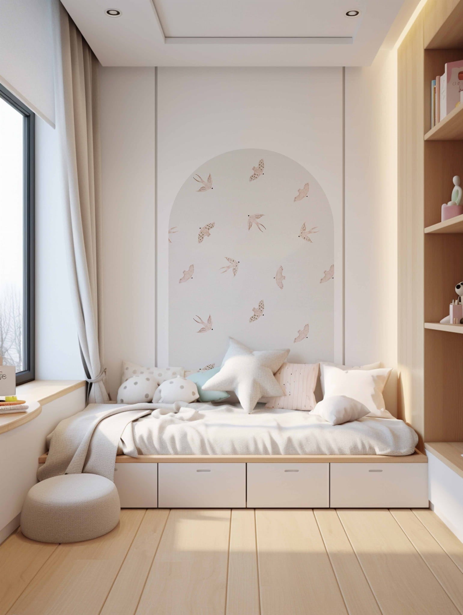 Tapeta ptaszki vintage w łuku