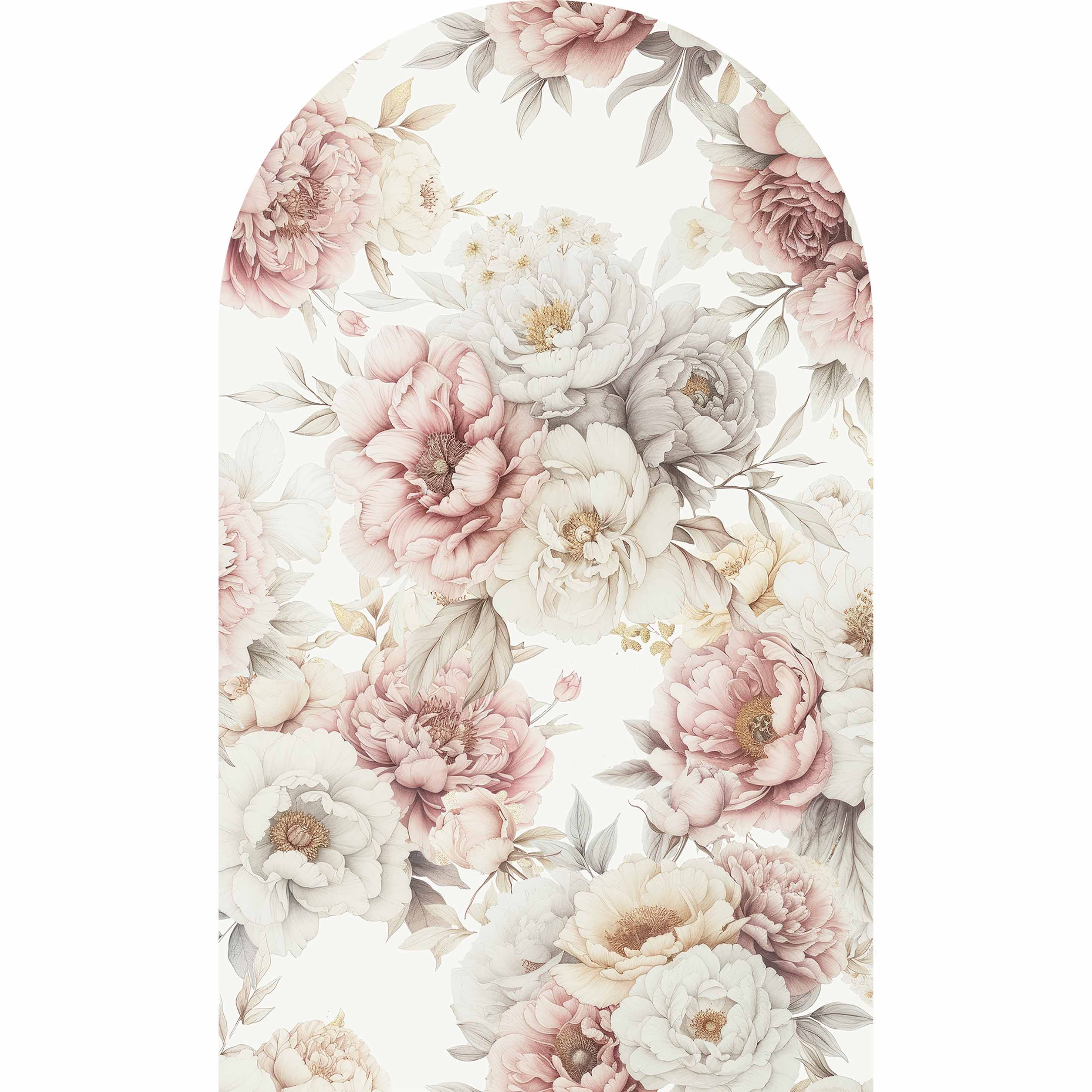 Tapeta pudrowe piwonie w łuku