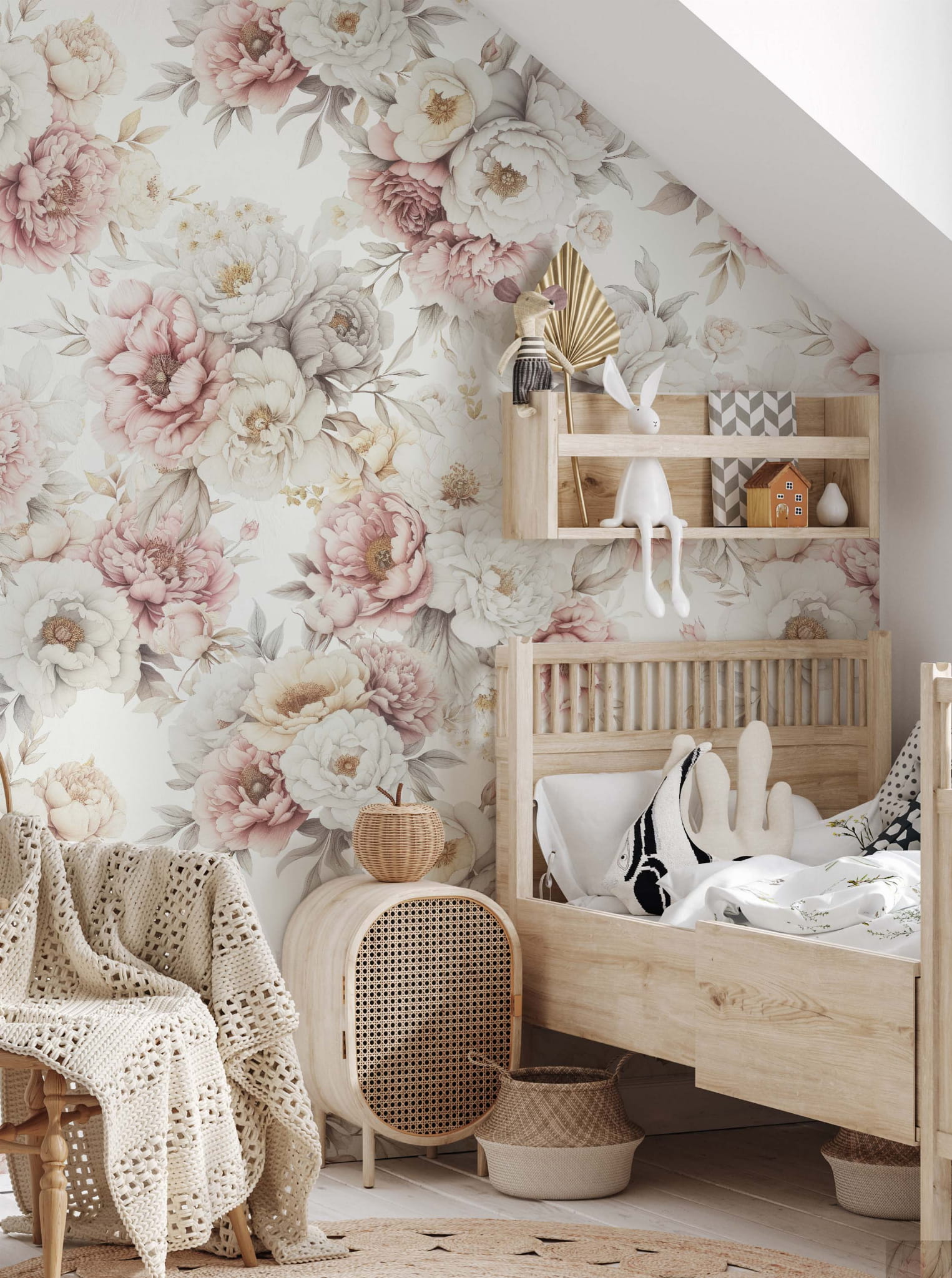 Tapeta dziecięca w kwiaty piwonie