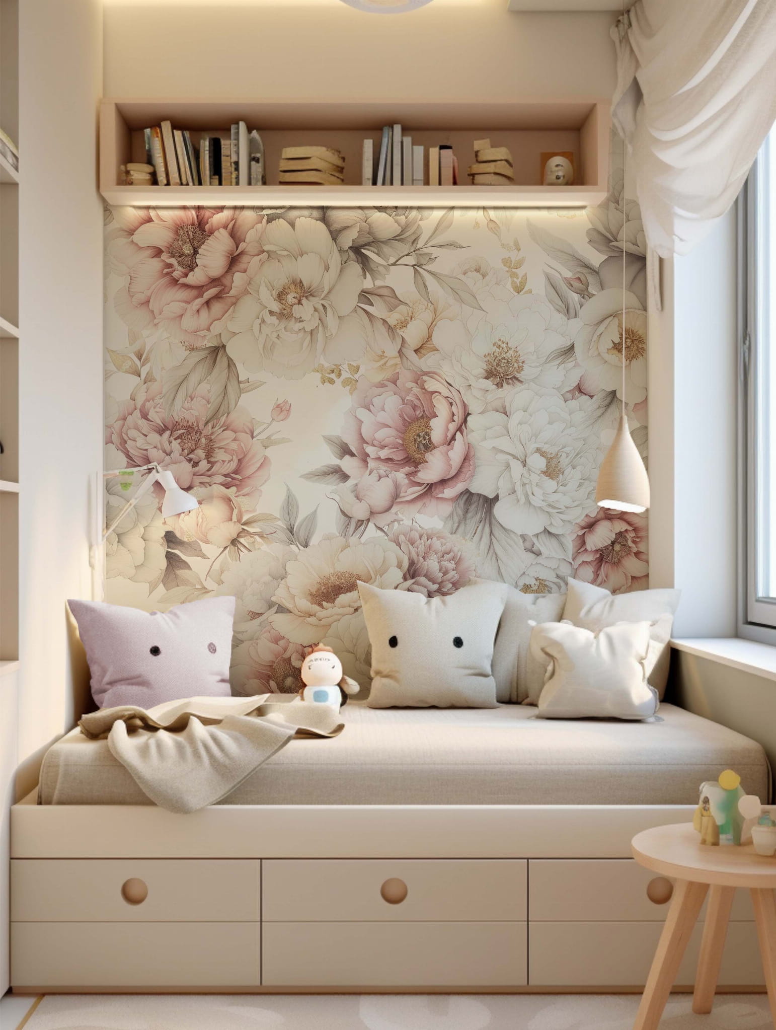 Tapeta dziecięca w kwiaty piwonie