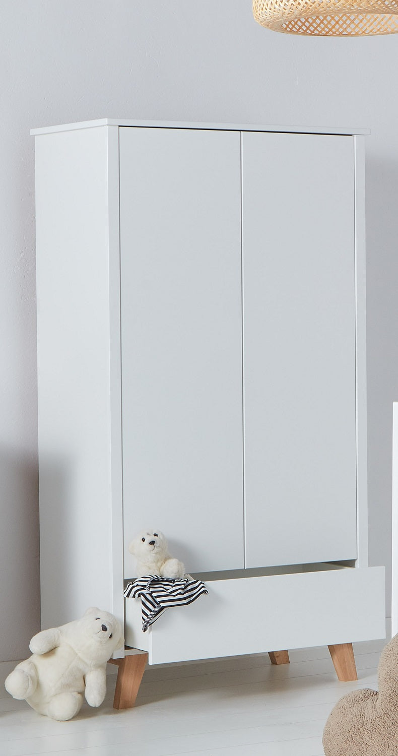 Szafa dziecięca biała/szara Zara skandynawska dwudrzwiowa