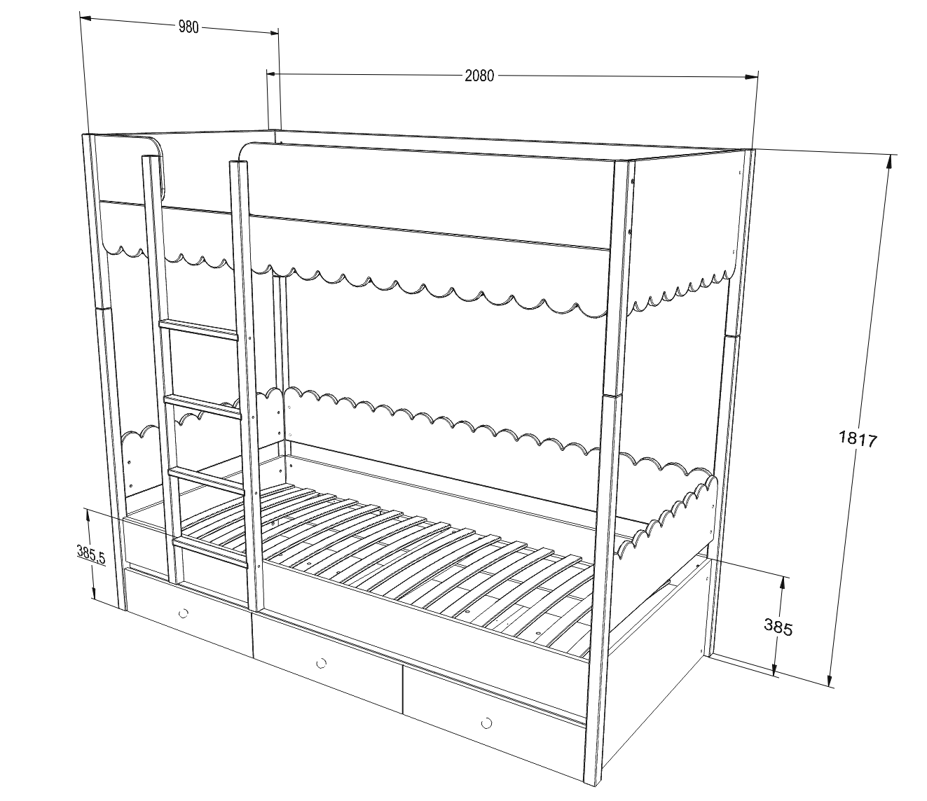 Łóżko piętrowe Babushka
