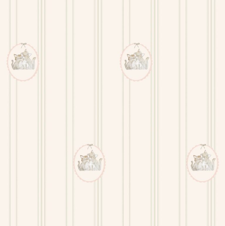 Tapeta w kotki i paski beż i szałwia
