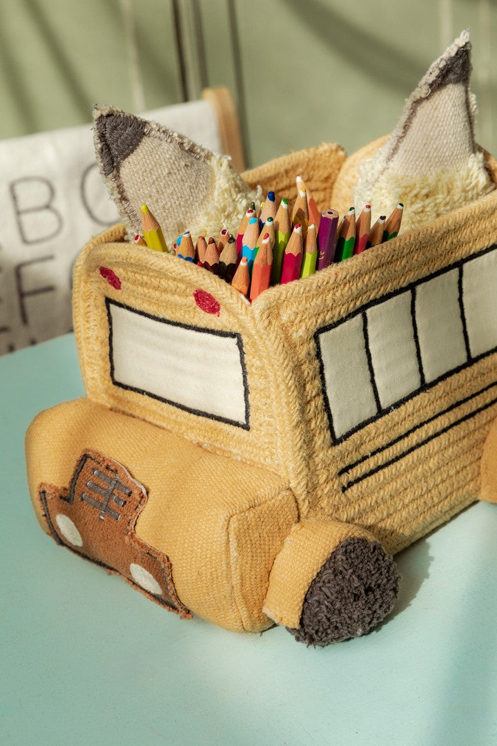 Kosz na zabawki mini autobus szkolny