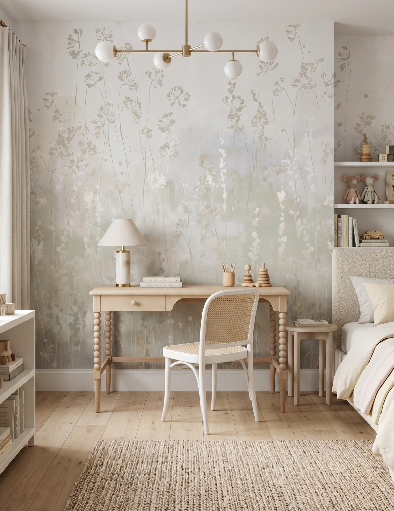 Tapeta mural dzikie kwiaty green