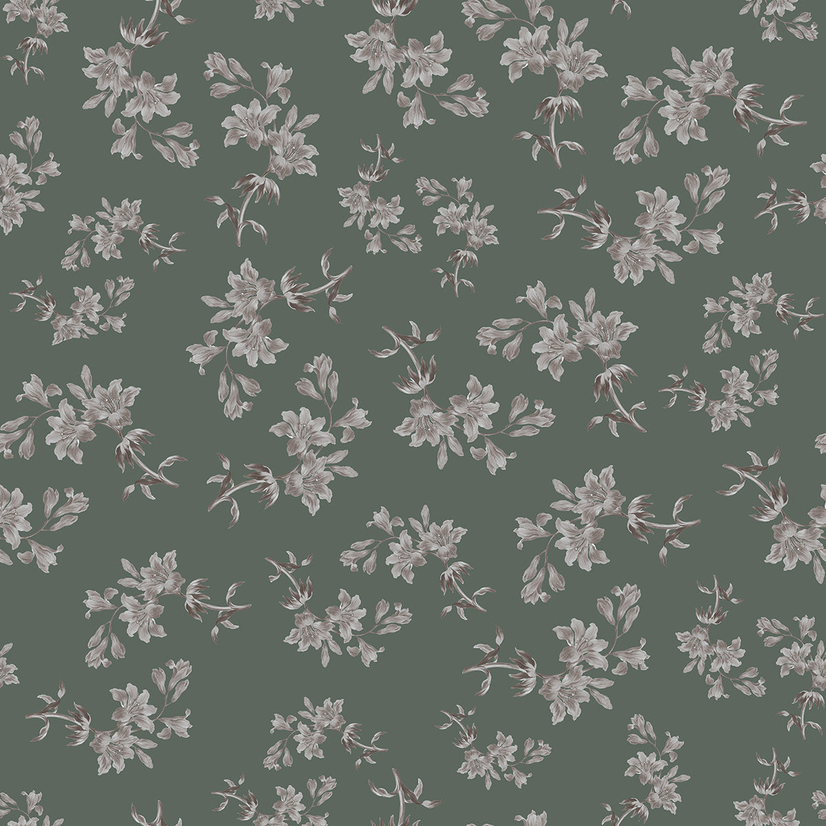 Tapeta kwiaty Vintage Royal Green