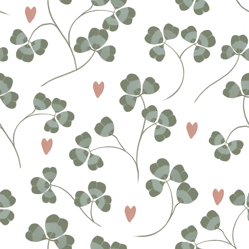Tapeta w koniczyny Pastel Clovers and Hearts