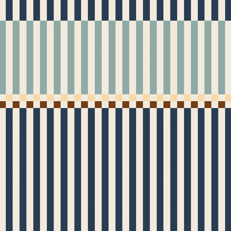 Tapeta Stripes Happy 2 Colours Navy Blue and Mint
