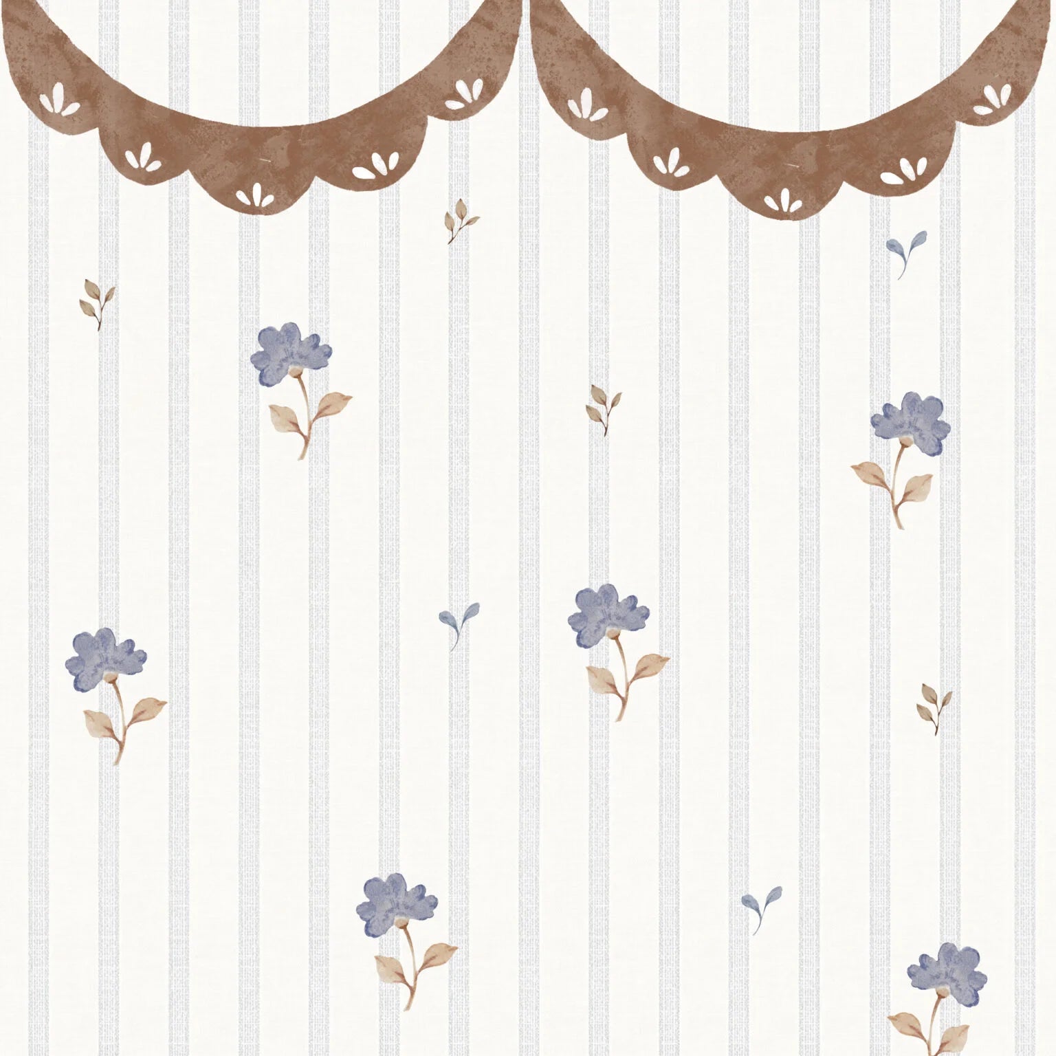 Tapeta Delicate retro flowers with ornament