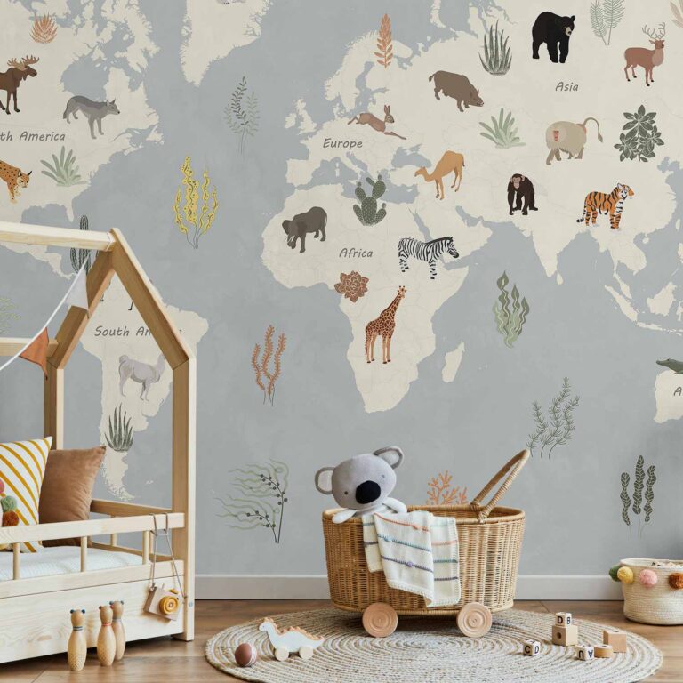 Tapeta Mural Mapa Świata - błekitna przygoda