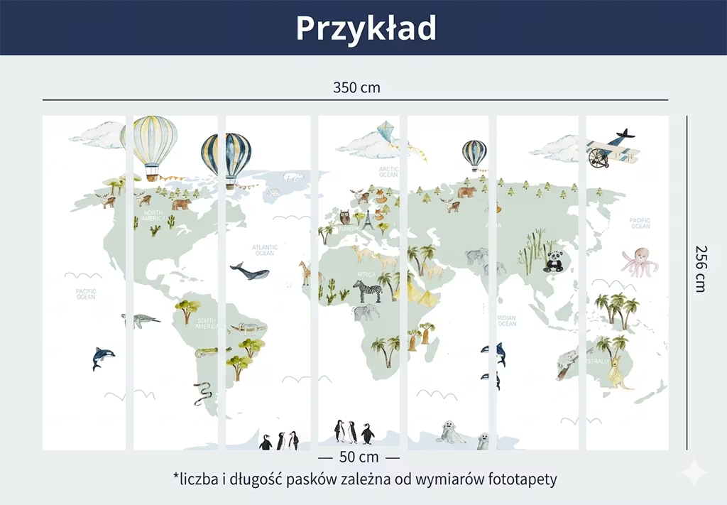 Tapeta Mural Mapa Świata - Ręcznie Malowana | Pastelowe Kolory