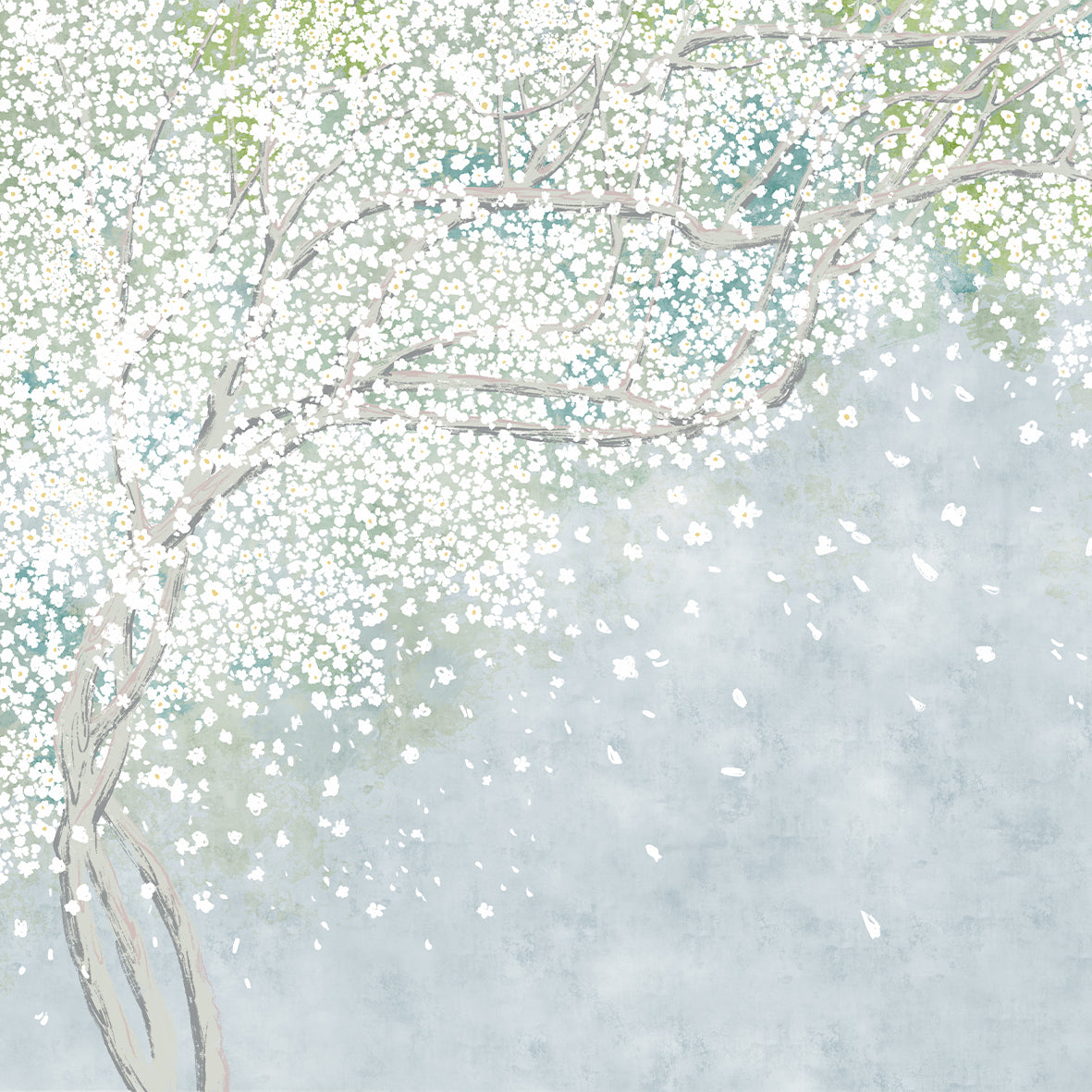 Tapeta japońskie drzewo błękit