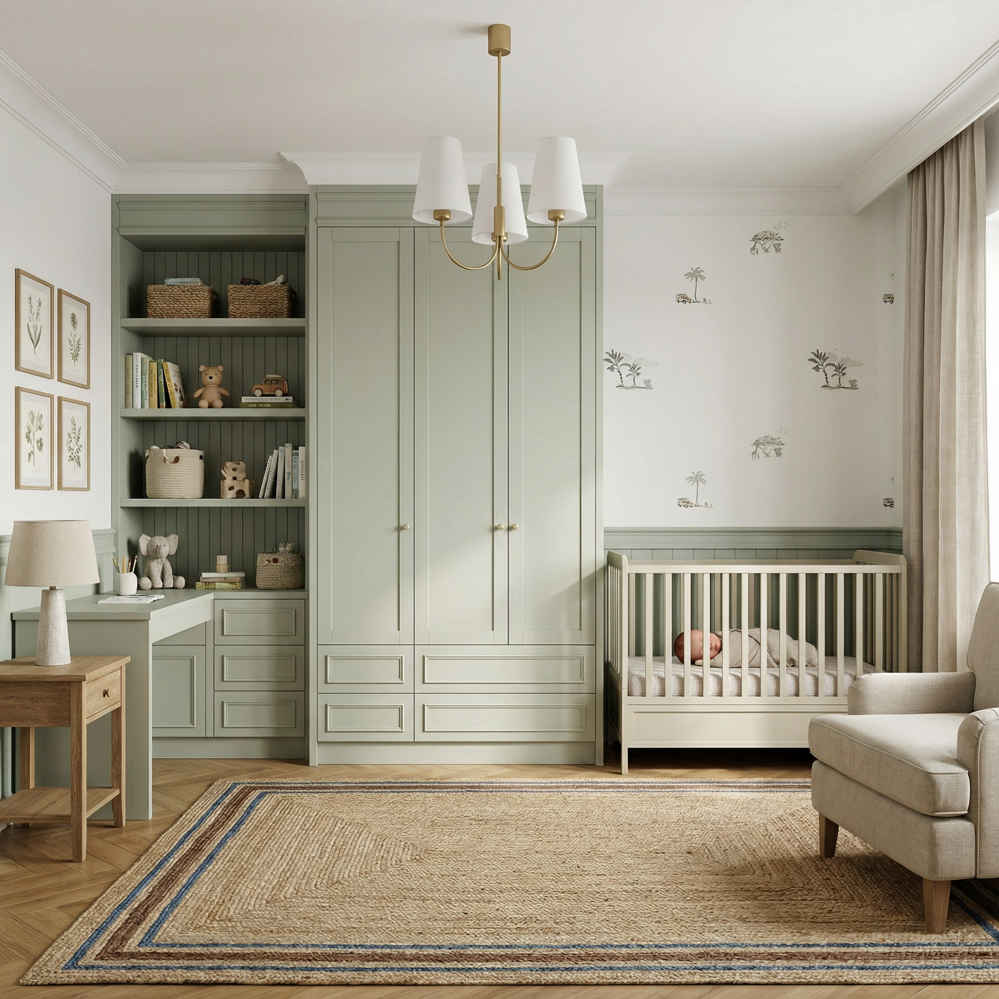 pokój dziecka z tapetą w motyw safari