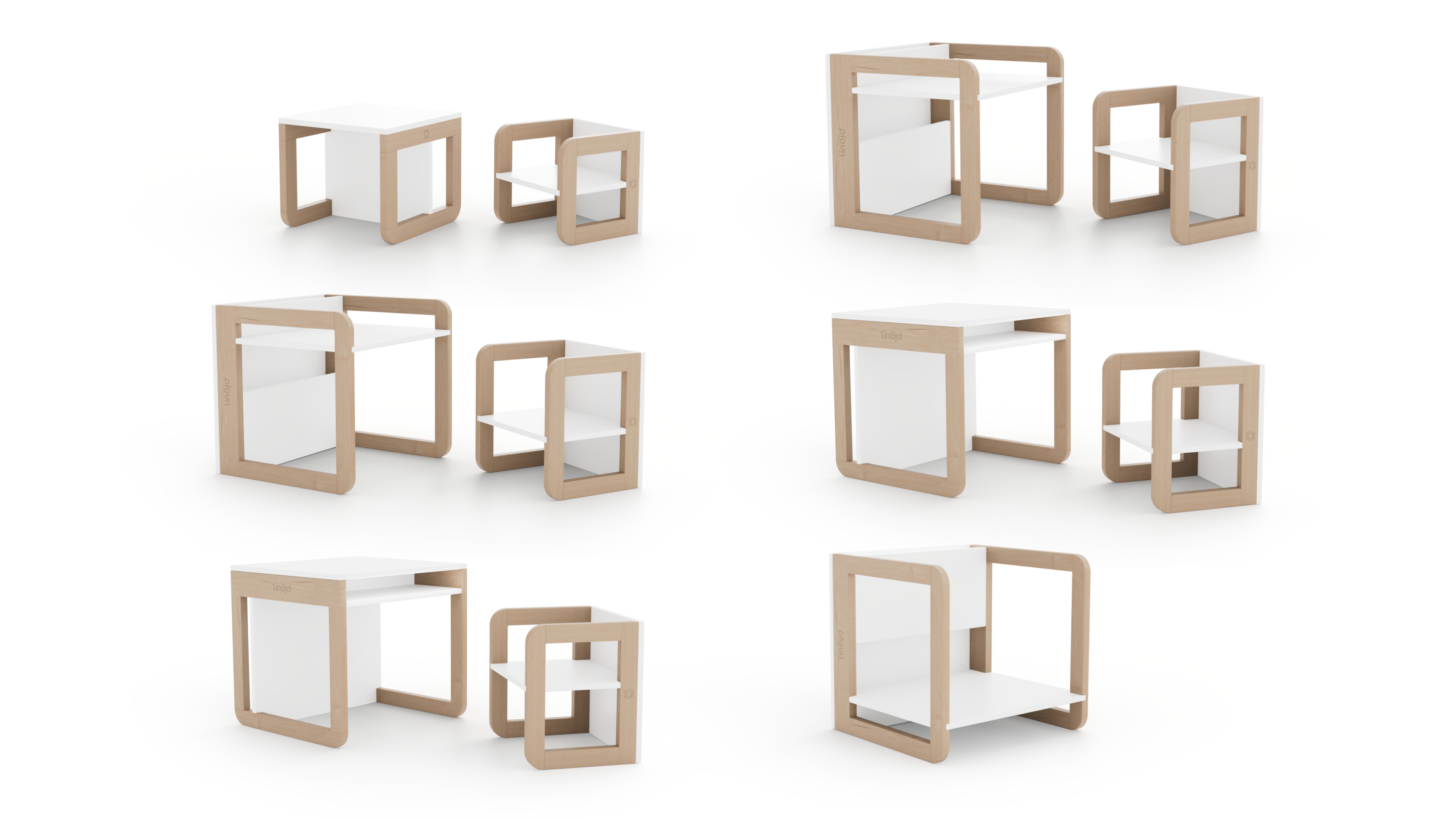 Zestaw montessori - stolik z krzesłami Møb 9w1