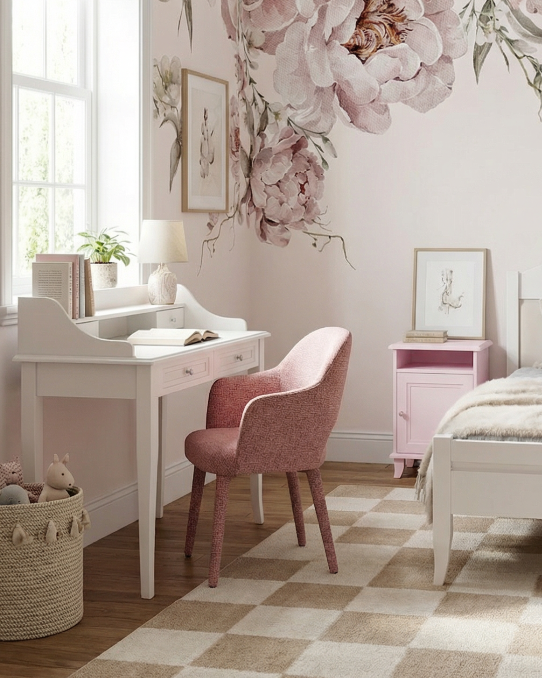 biurko sekretarzyk w pokoju dziewczynki