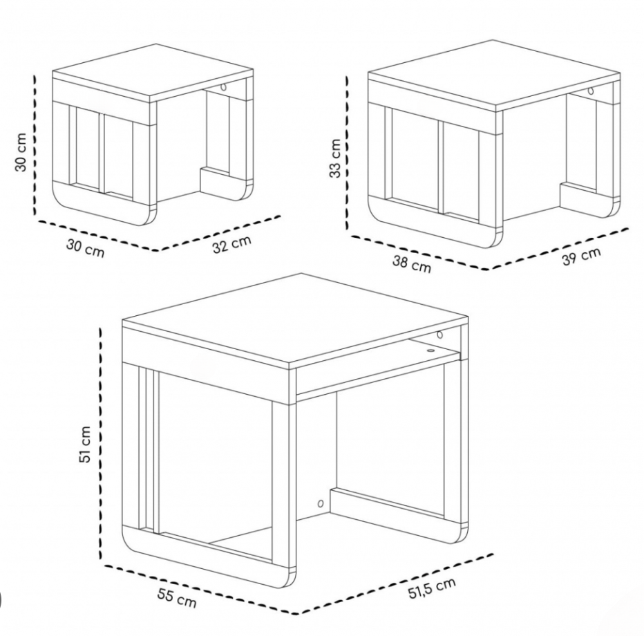 Zestaw montessori - stolik z krzesłami Møb 9w1
