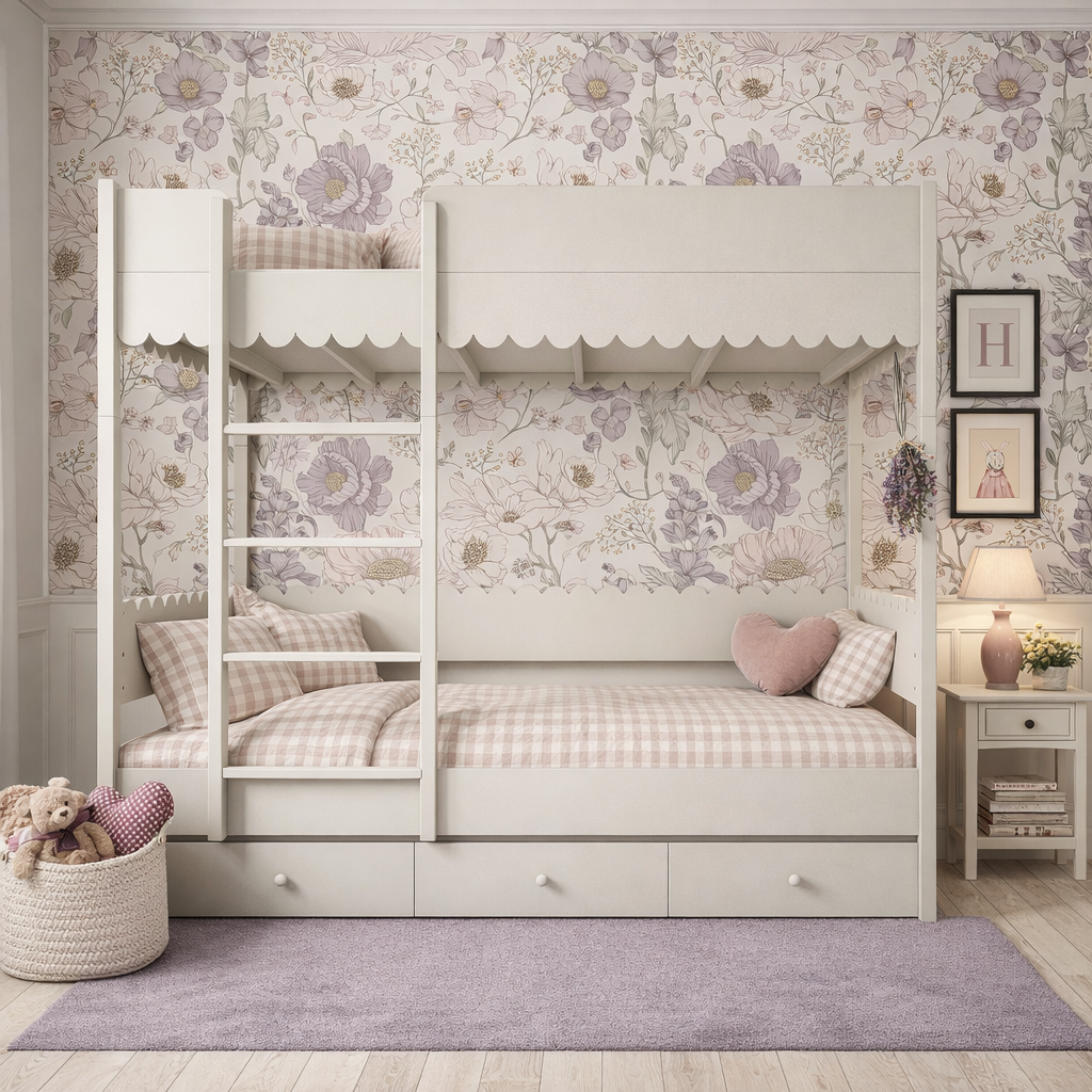 Tapeta kolorowe kwiatki na bieli