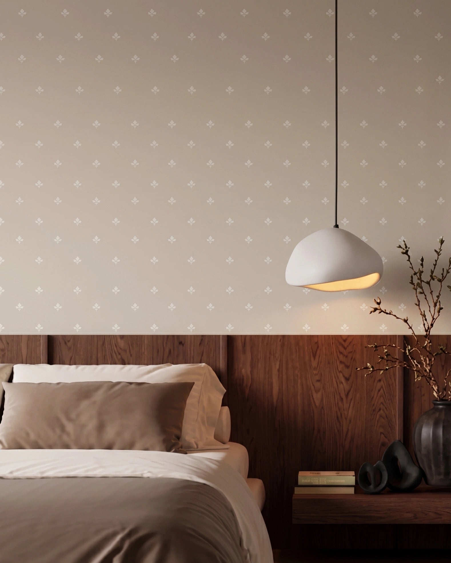 Tapeta Minimal listki beż
