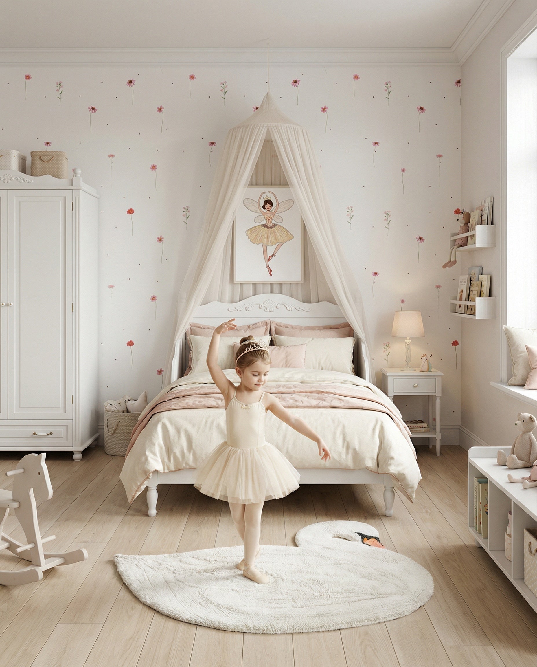 Łóżko dziecięce VINTAGE z rzeźbionym zagłówkiem