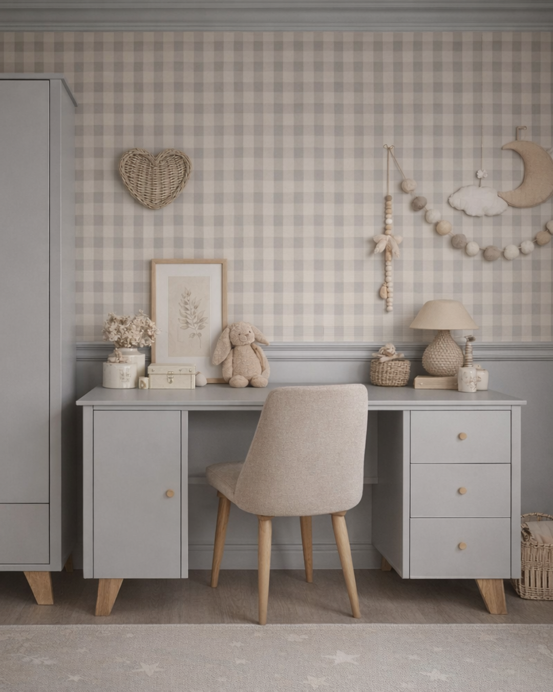 Biurko dziecięce w stylu skandynawskim białe/szare Zara